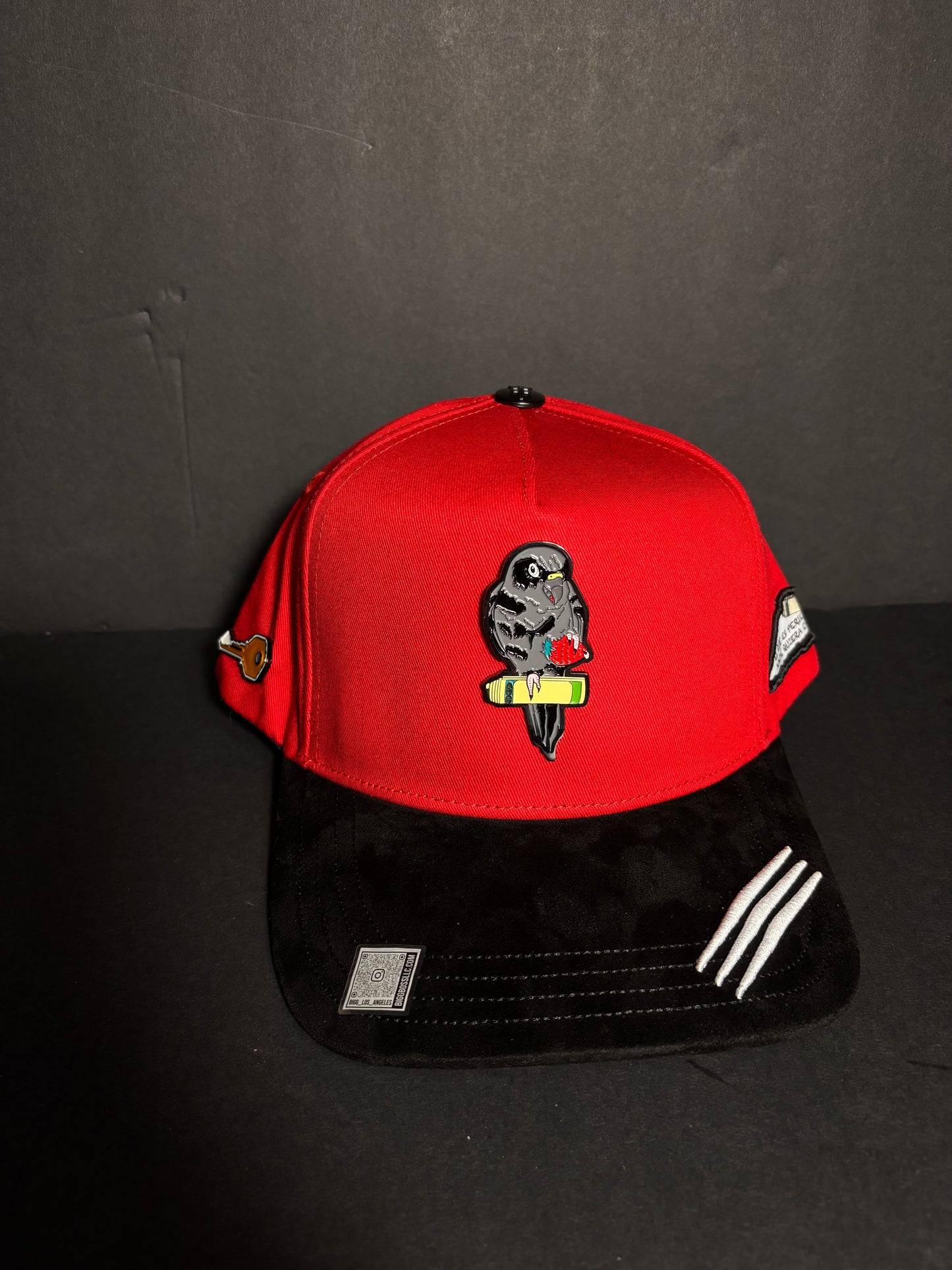 Red Parrot cap “secret pocket”